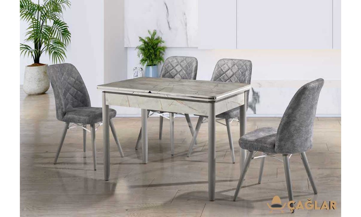 407 Zirve Açılır Masa Takımı - Parlak Gri