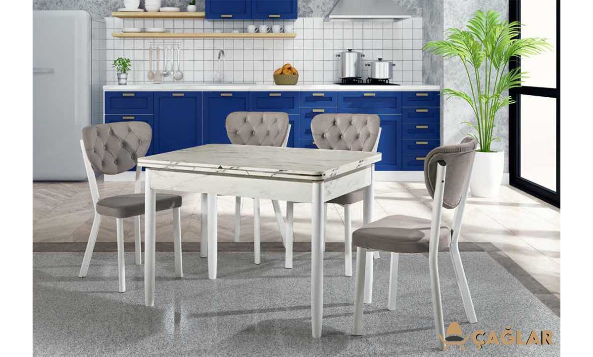 407 Zirve Açılır Masa Takımı - Parlak Beyaz