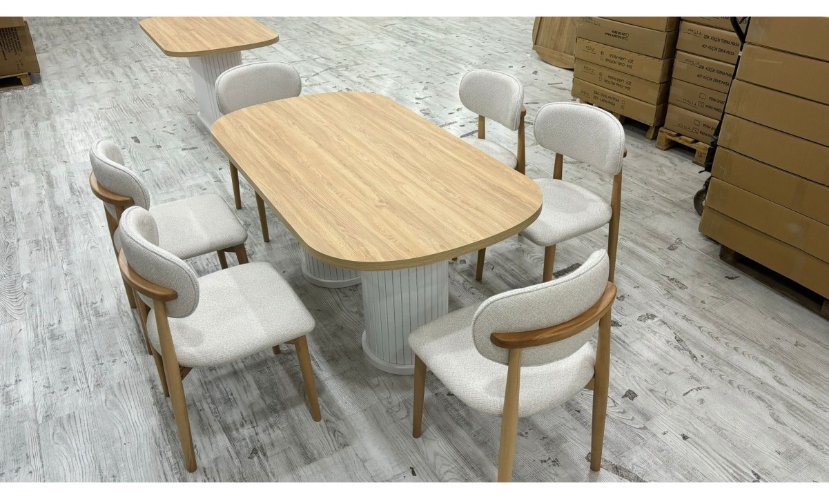 412 Royal Salon Masa Takımı Meşe/Beyaz