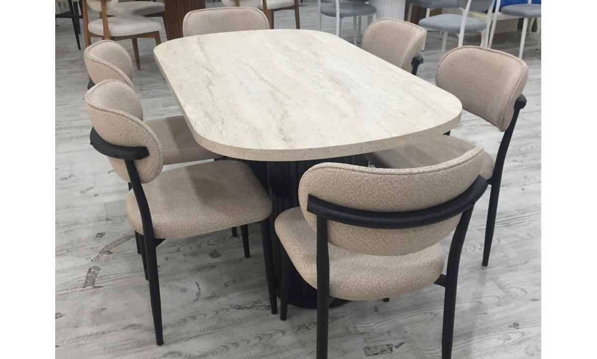 412 Royal Salon Masa Takımı Siyah/Traventer