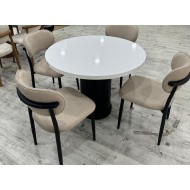 410 Royal Yuvarlak Masa - Beyaz-Siyah