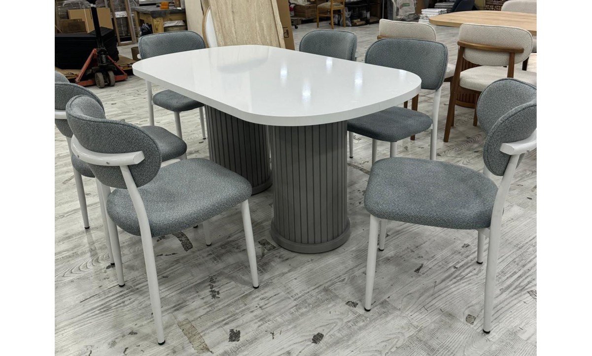 412 Royal Salon Masa Takımı Beyaz/Gri