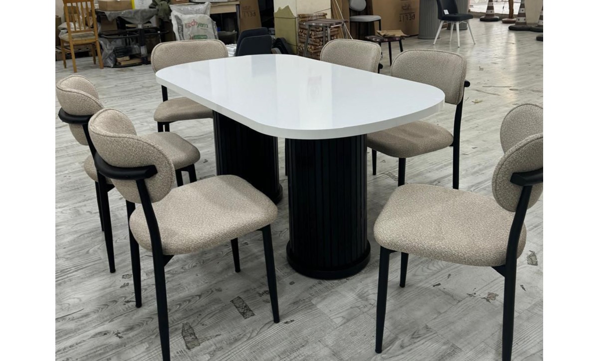 412 Royal Salon Masa Takımı Siyah/Beyaz