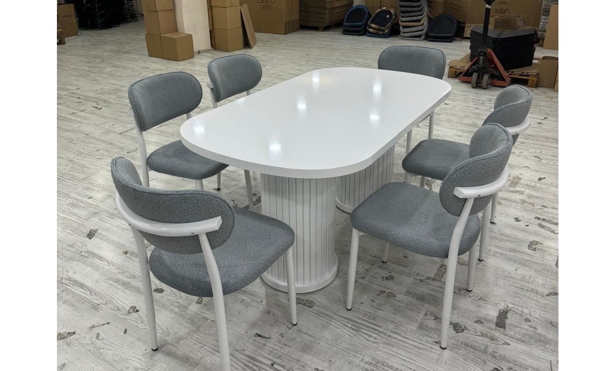 412 Royal Salon Masa Takımı Beyaz/Beyaz