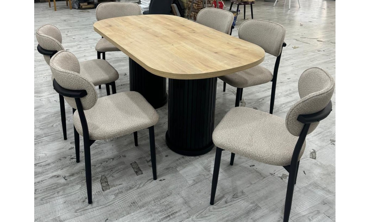 412 Royal Salon Masa Takımı Siya/Meşe