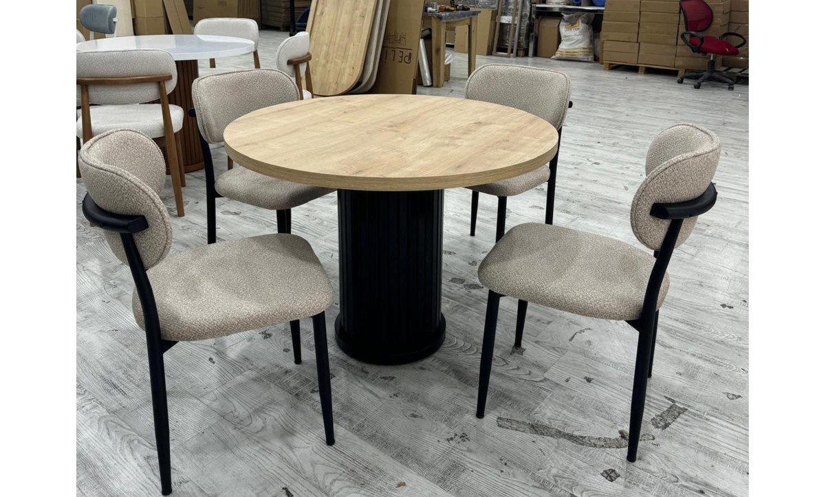 410 Royal Yuvarlak Masa Takımı - SAFİR MEŞE/SİYAH