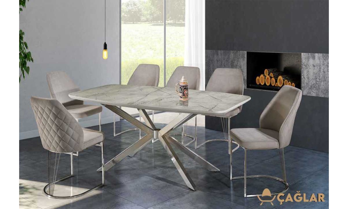 401 Doruk Salon Masa Takımı - Parlak Gri