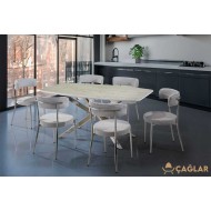 401 Doruk Salon Masa Takımı - Parlak Beyaz