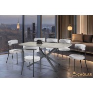 401 Doruk Salon Masa Takımı - Parlak Gri (Siyah Ayak)