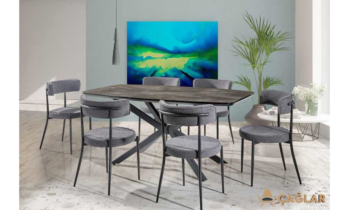 401 Doruk Salon Masa Takımı - Parlak Siyah (Siyah Ayak)