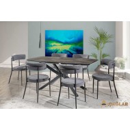 401 Doruk Salon Masa Takımı - Parlak Siyah (Siyah Ayak)