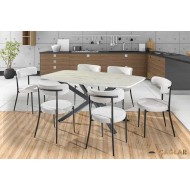 401 Doruk Salon Masa Takımı - Parlak Beyaz (Siyah Ayak)