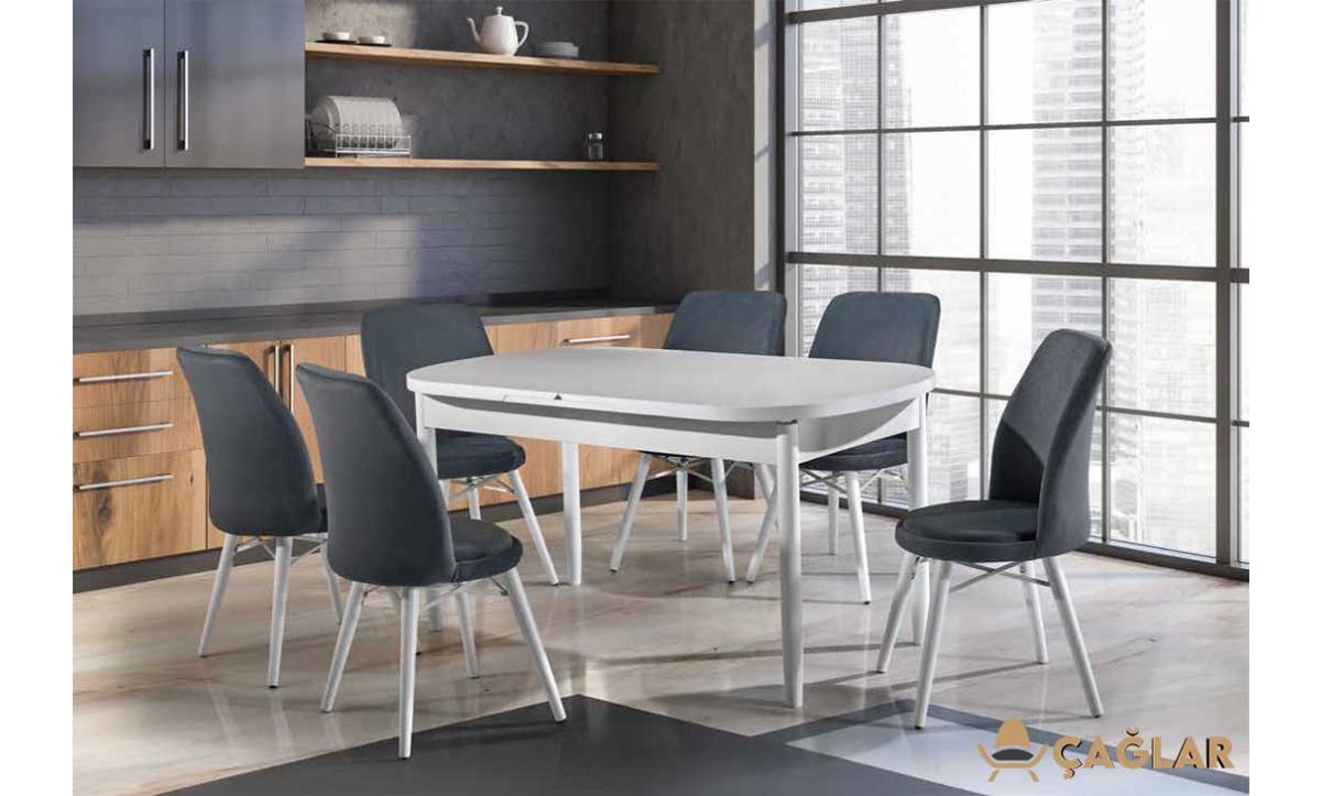 201 Torna Salon Masa Takımı - Düz Beyaz