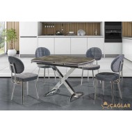 208 Trend Açılır Masa Takımı - Parlak Gri Siyah Ayak