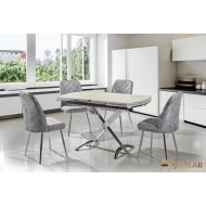 208 Trend Açılır Masa Takımı - Parlak Beyaz Krom Ayak