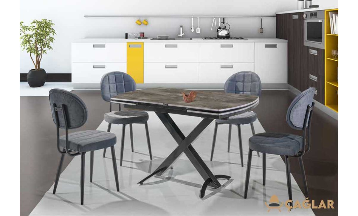 208 Trend Açılır Masa Takımı - Parlak Siyah - Siyah Ayak