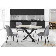 208 Trend Açılır Masa Takımı - Parlak Beyaz Siyah Ayak