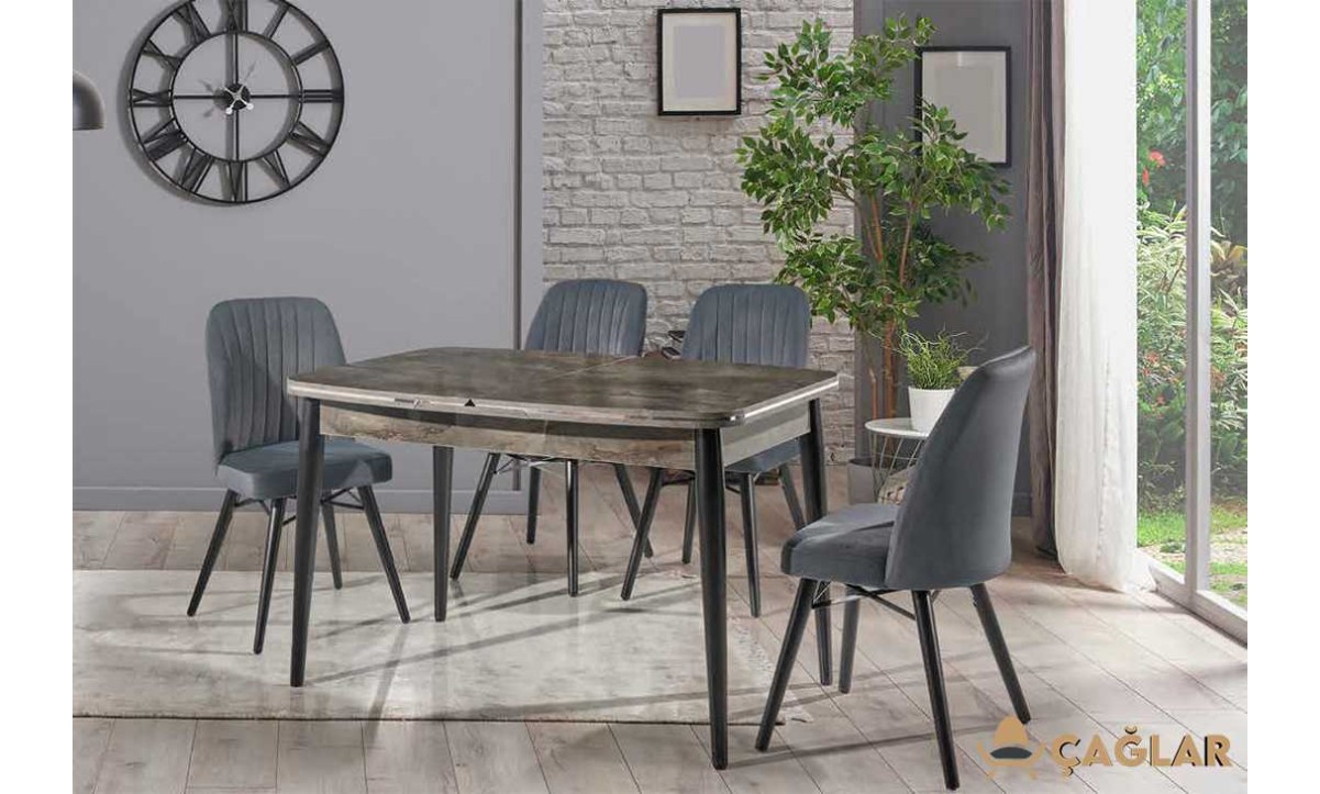 403 Zirve Mutfak Masa Takımı - Parlak Siyah