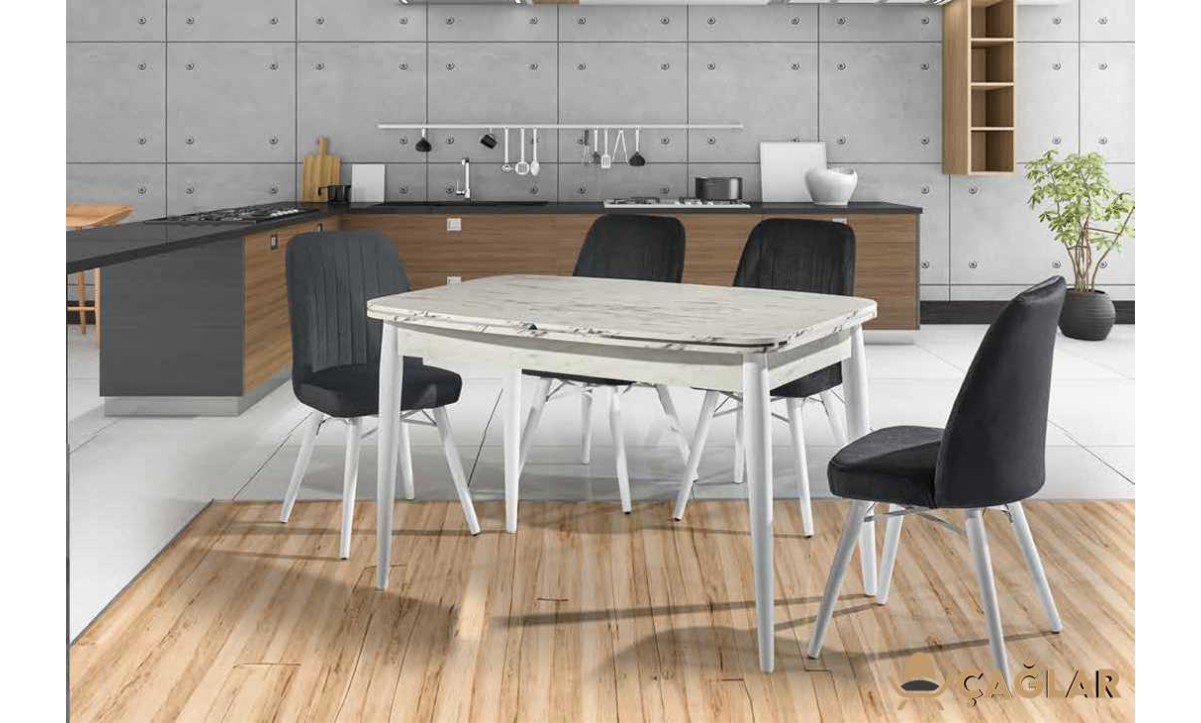 403 Zirve Mutfak Masa Takımı - Parlak Beyaz