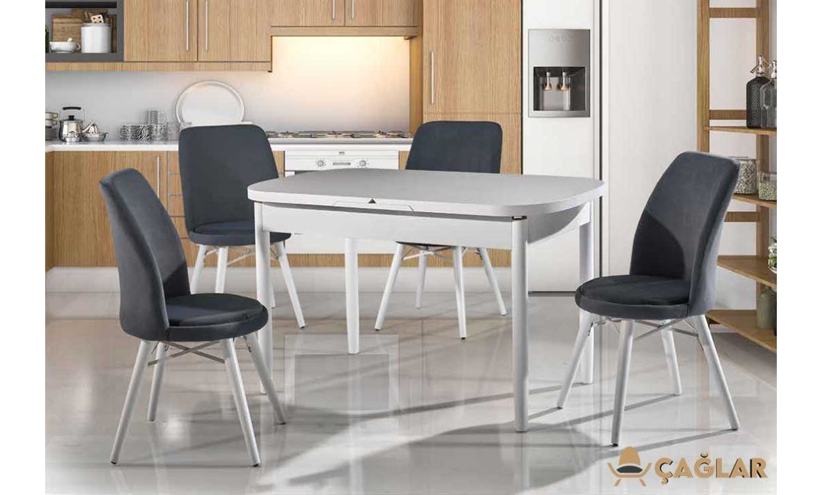 202 Torna Mutfak Masa Takımı - Düz Beyaz