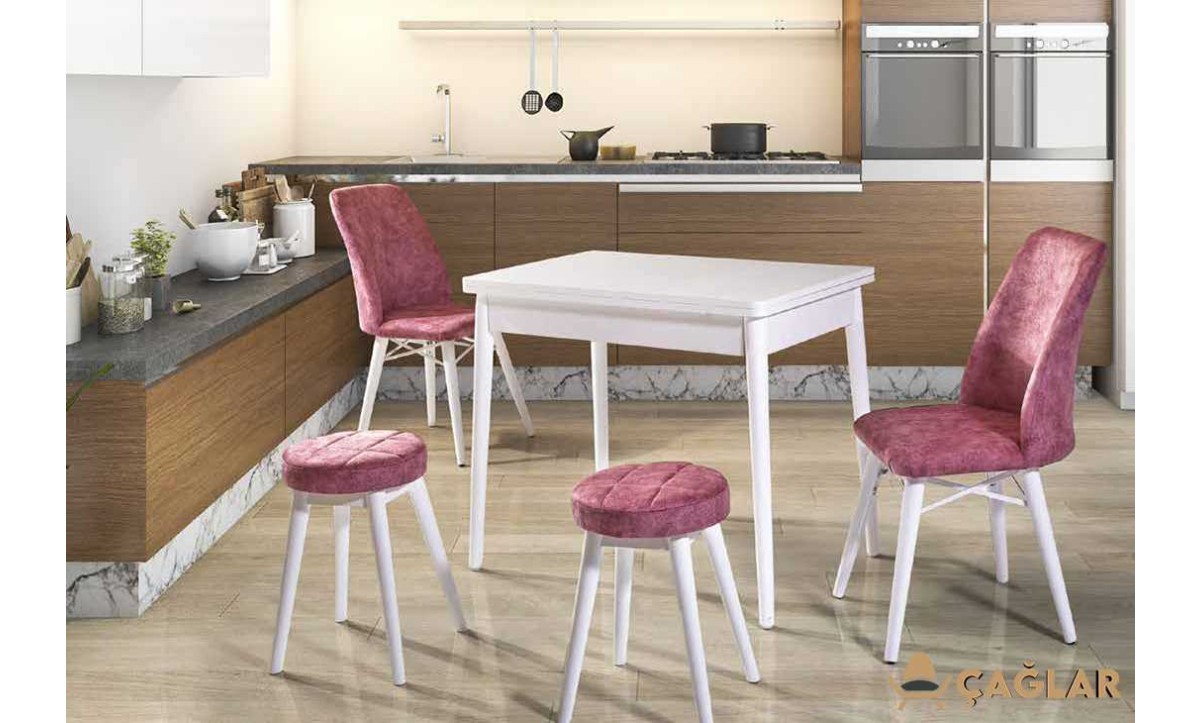 219 Torna Mutfak Masa Takımı - Düz Beyaz