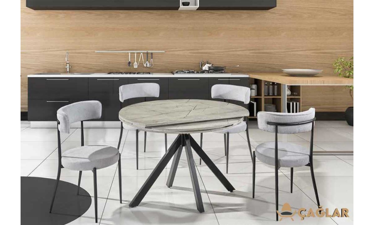 404 Dünya Açılır Mutfak Masa Takımı - Parlak Gri