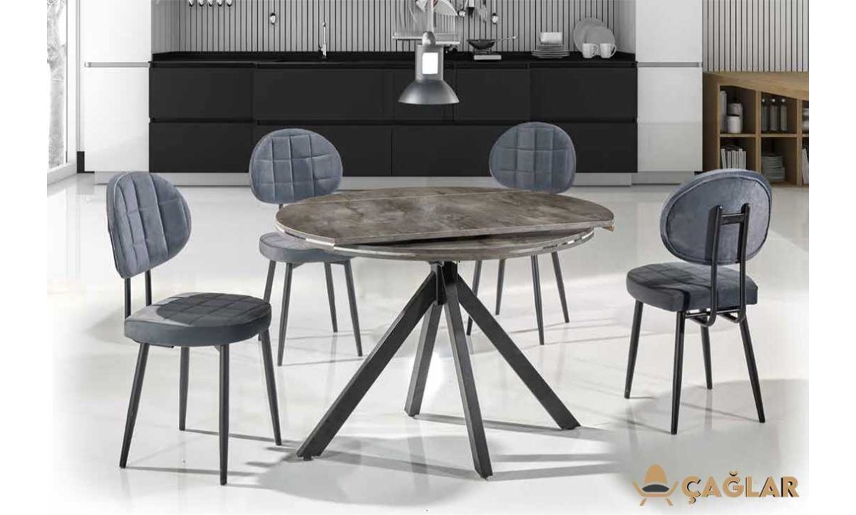 404 Dünya Açılır Mutfak Masa Takımı - Parlak Siyah