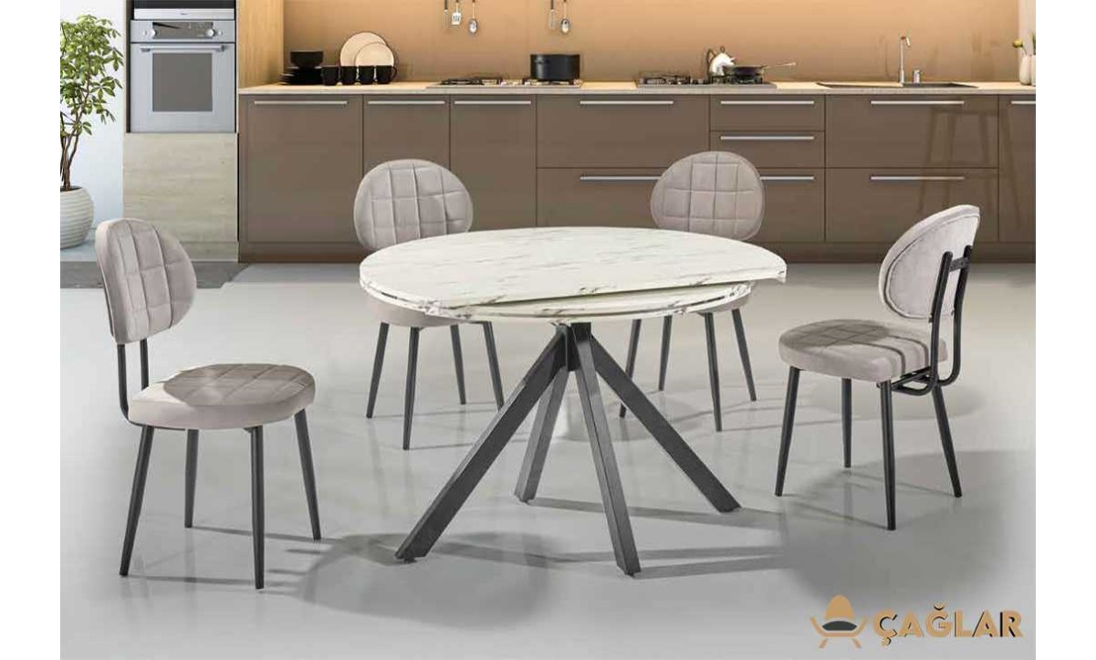 404 Dünya Açılır Mutfak Masa Takımı - Parlak Beyaz