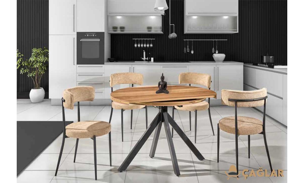 404 Dünya Açılır Mutfak Masa Takımı - Parlak Ceviz