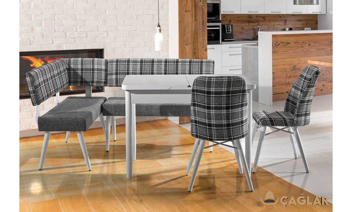 100 Torna Mutfak Köşe Takımı - Düz Beyaz