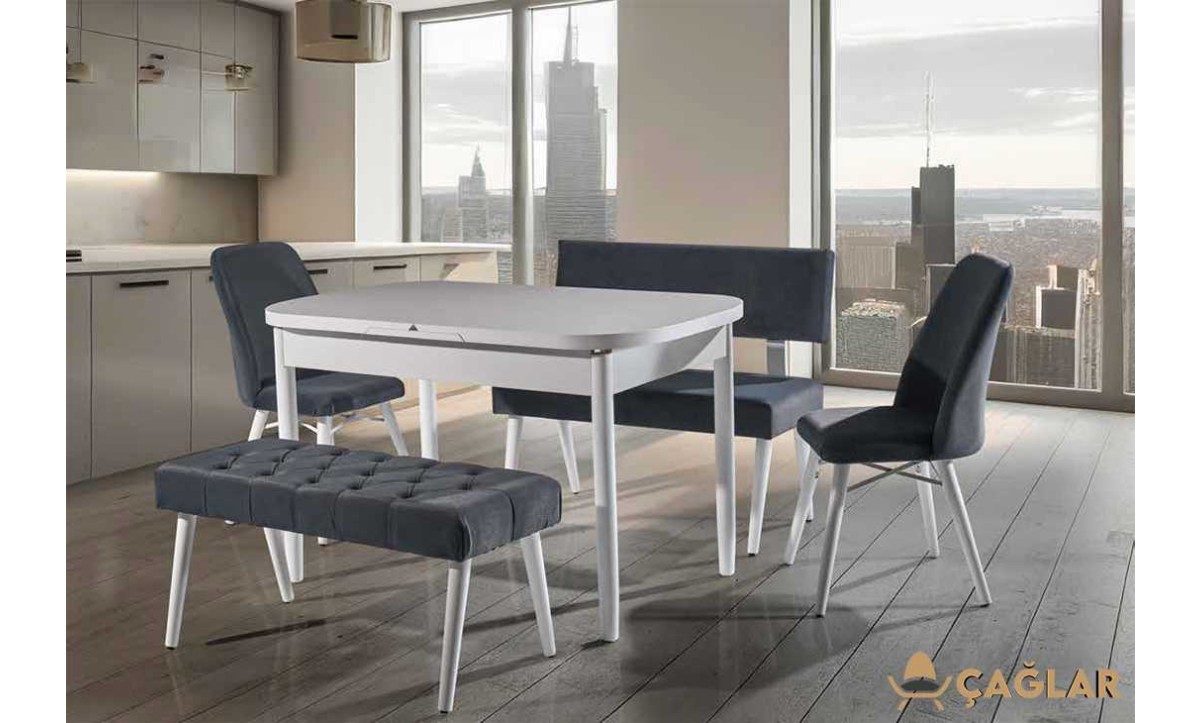 101 Torna Mutfak Bank Takımı - Düz Beyaz